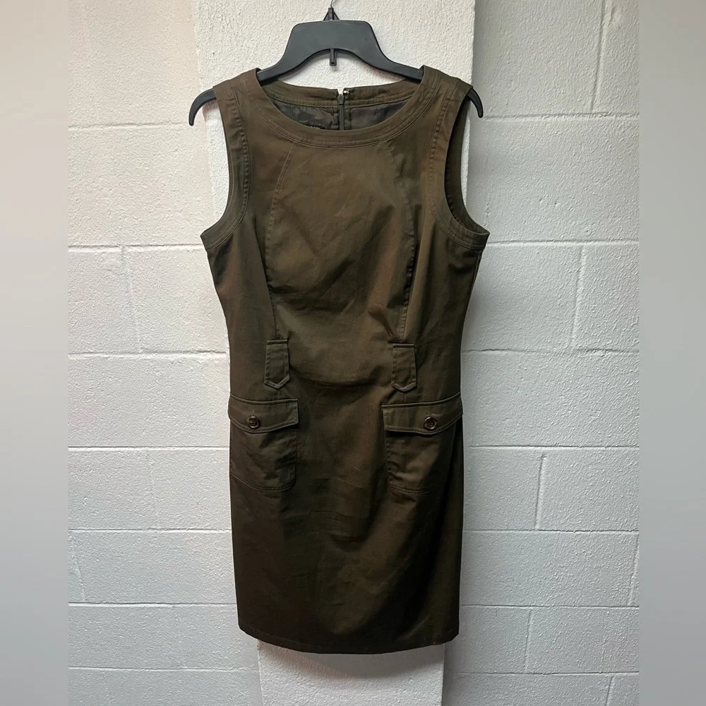 Talbots Elegant Olive Green Sleeveless Dress - Picture 1 of 4